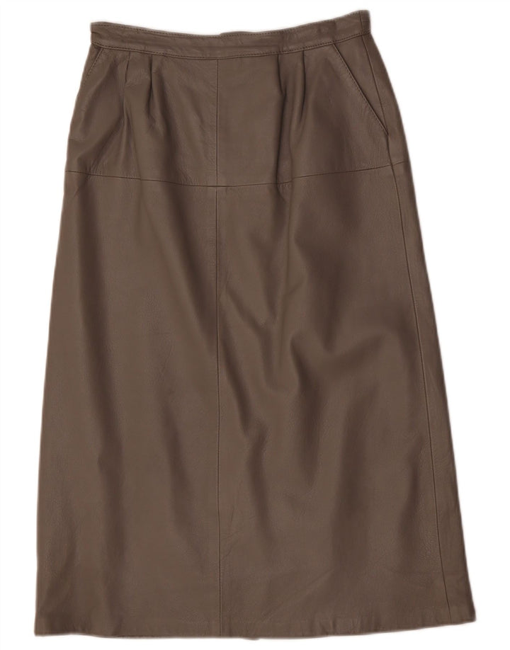 Vintage Damen Midi Lederrock EU 40 Medium W28 Braun