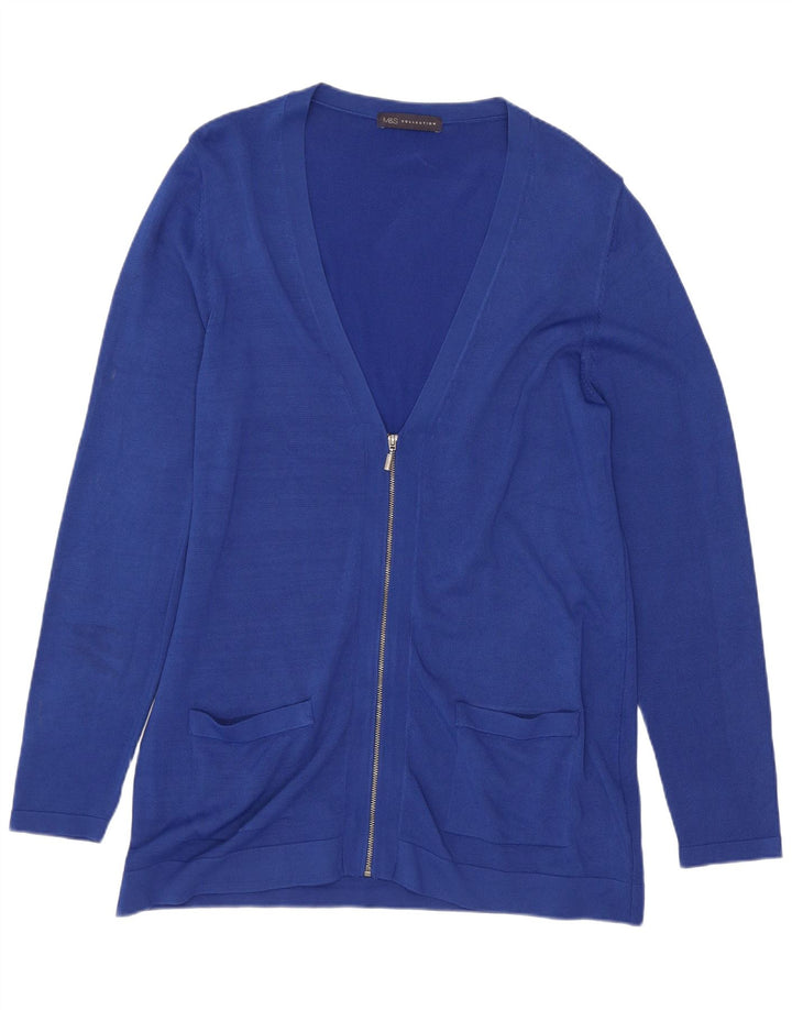 Pulover cardigan pentru femei Marks & Spencer, cu ajustare normală, UK 14, albastru mediu