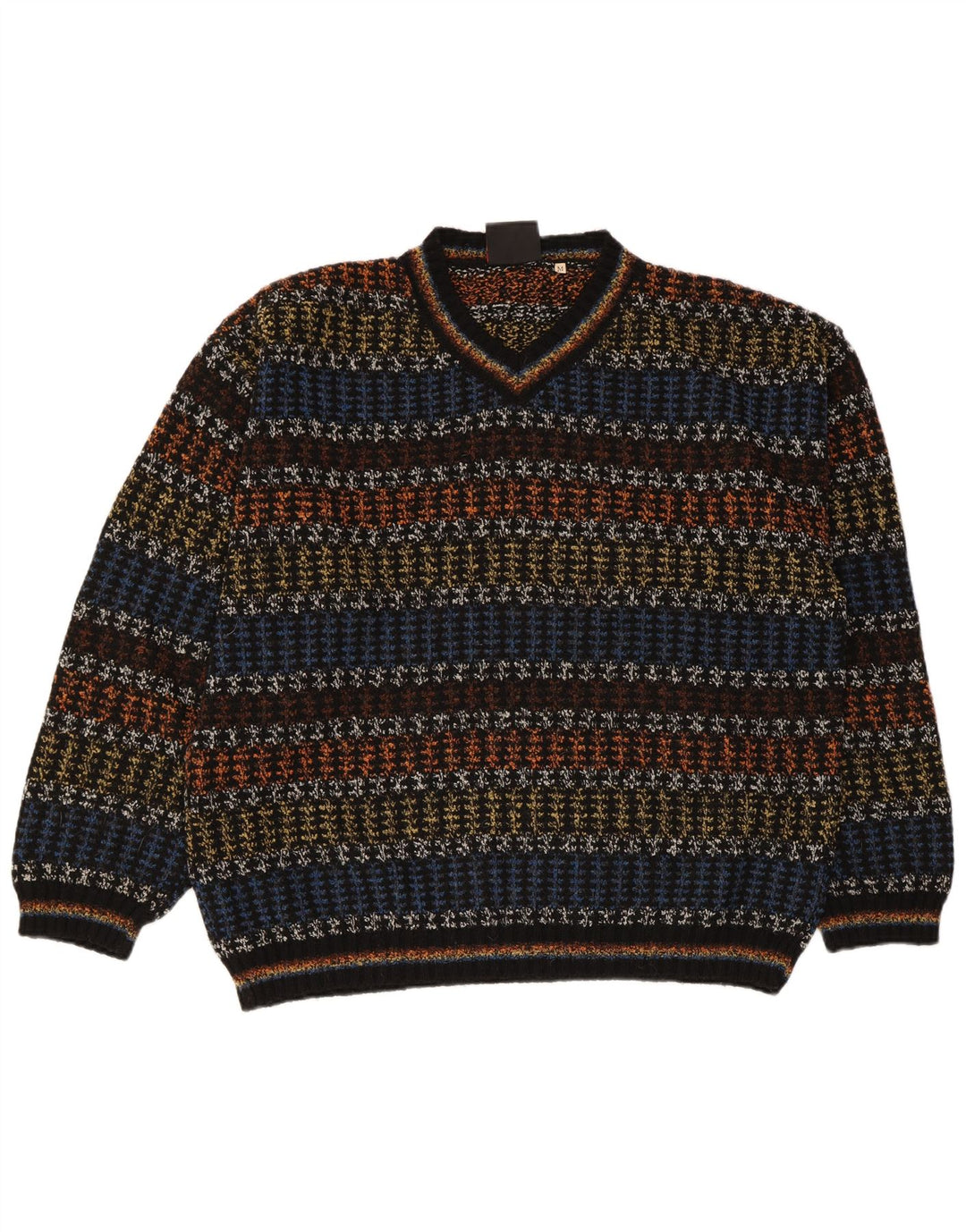 Oxymel Herre V-hals sweater Medium Flerfarvet stribet uld