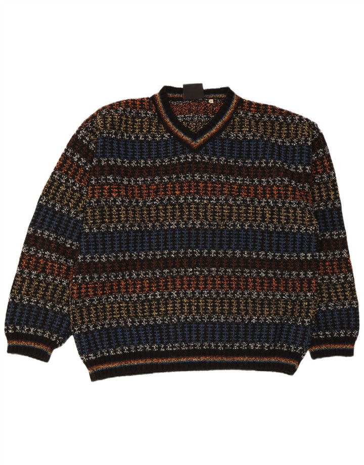 Oxymel Herre V-hals sweater Medium Flerfarvet stribet uld