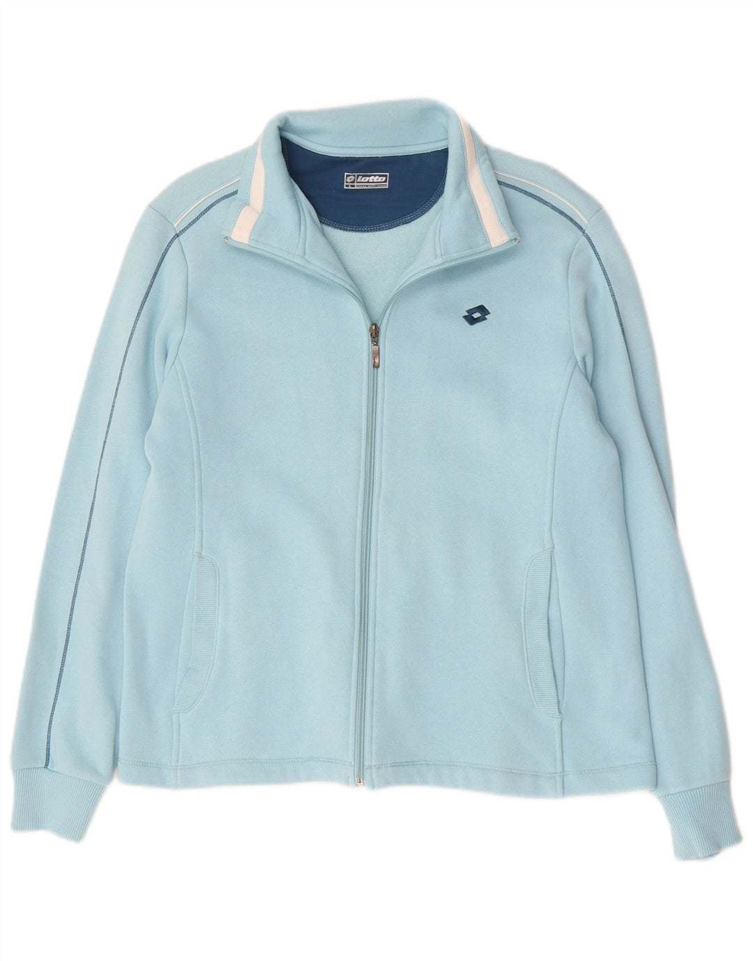 Lotto Womens Tracksuit Top Jacket UK 16 Large Blue Cotton