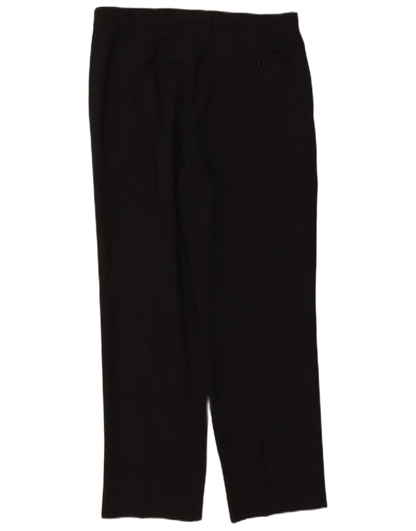 Marks & Spencer Mens Pegged Suit Trousers W36 L31 Black Polyester