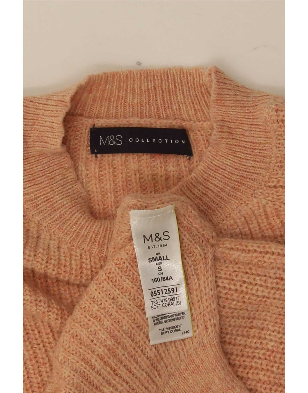 Marks & Spencer Womens Oversized Crew Neck Jumper Sweater UK 10 Small Pink