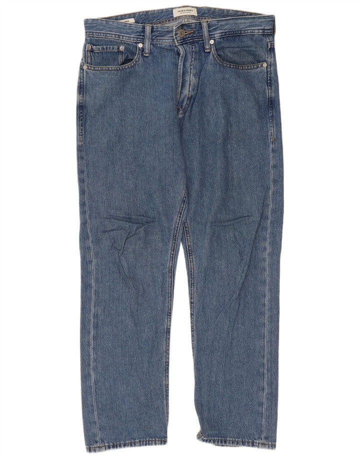 Jack & Jones Mens Straight Jeans W30 L30 Blue Cotton