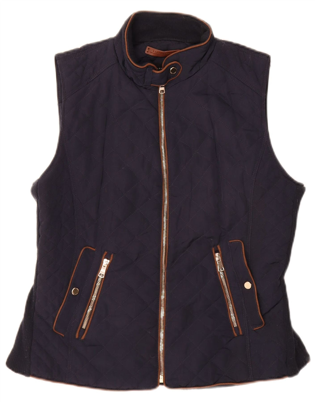 Zara Womens Quilted Gilet UK 16 Large Navy Blue