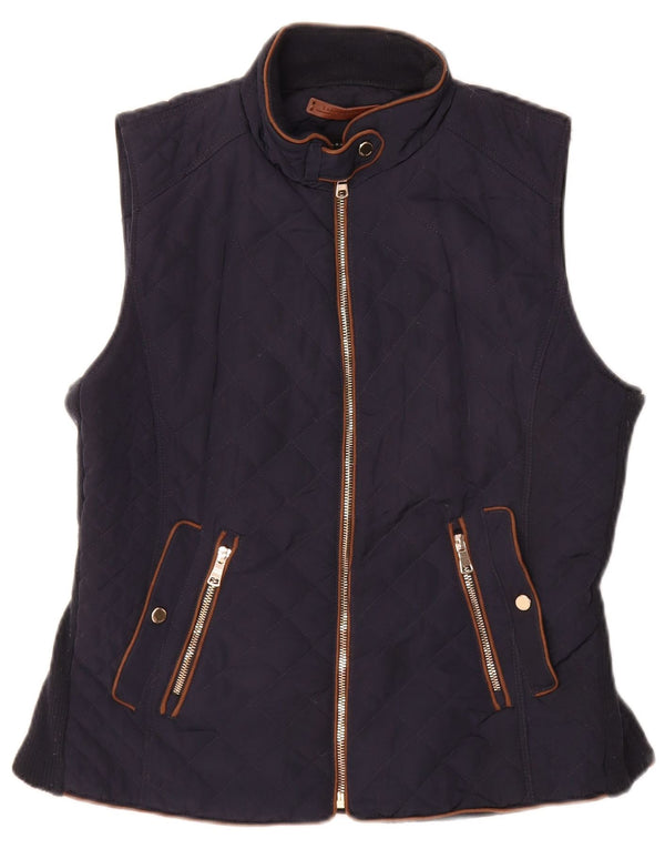 Zara Womens Quilted Gilet UK 16 Large Navy Blue