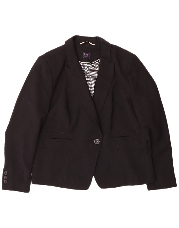 Marks & Spencer Damska marynarka zapinana na 1 guzik UK 20 2XL Czarny poliester