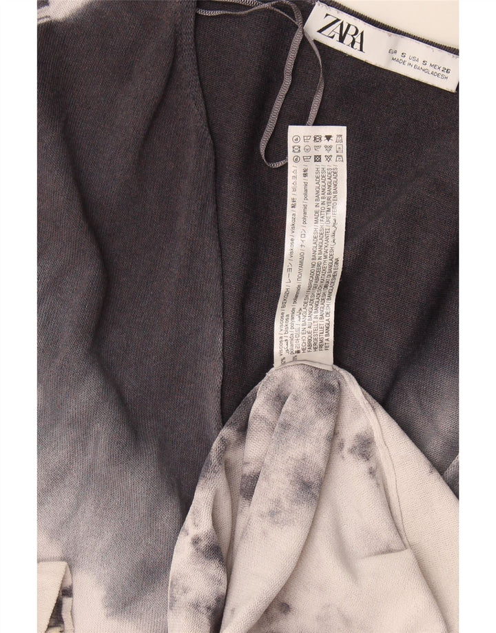 Abito lungo oversize da donna Zara UK 10 piccolo in viscosa tie-dye grigia