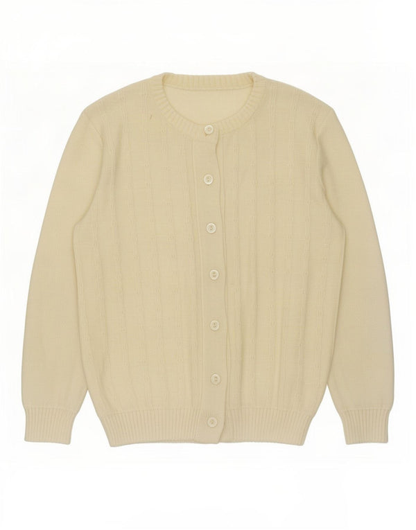Maglione cardigan da donna vintage UK 16 grande bianco sporco