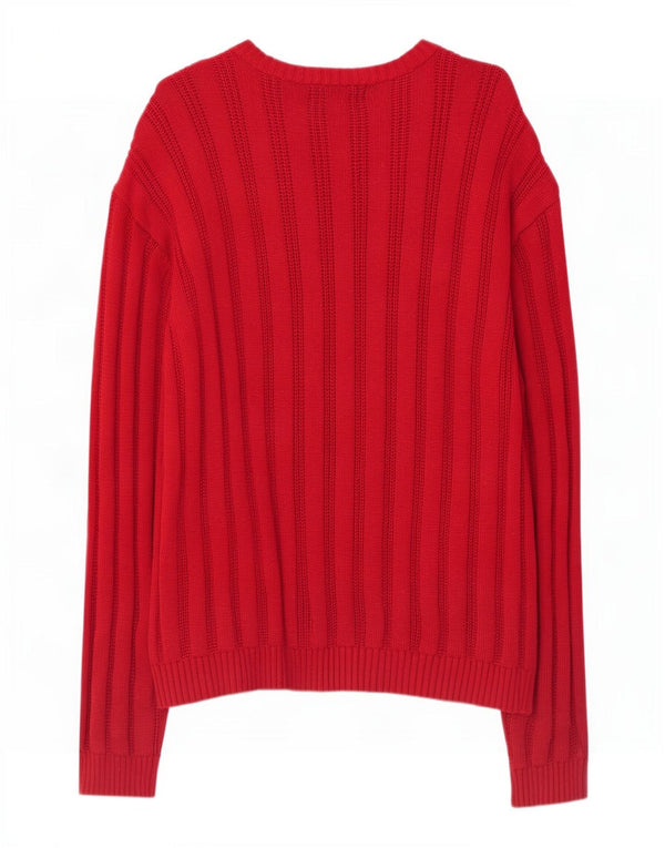 Chaps Uomo Maglione con scollo a barchetta Maglione grande in cotone a righe rosse