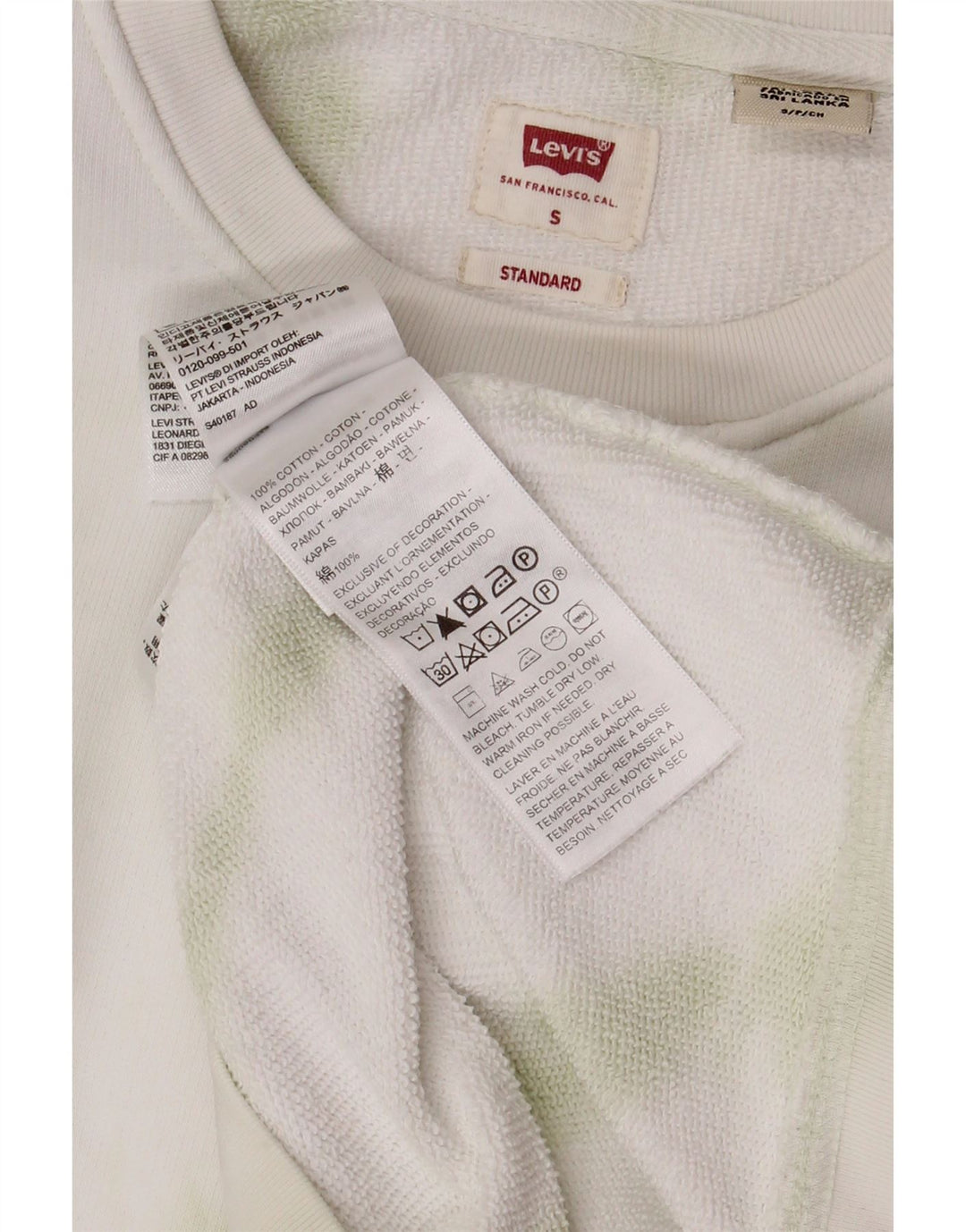 LEVI'S Herren-Sweatshirt Standard, Größe S, weiß, Batik-Baumwolle