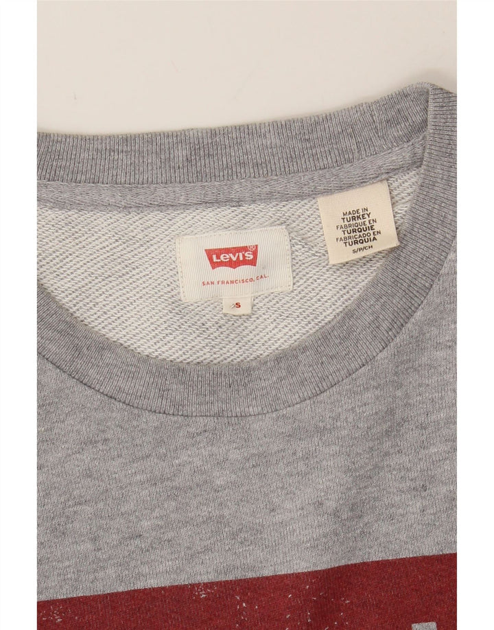 LEVI'S Mens Graphic Sweatshirt Jumper Small Grey Cotton Vintage Levi's and Second-Hand Levi's from Messina Hembry 