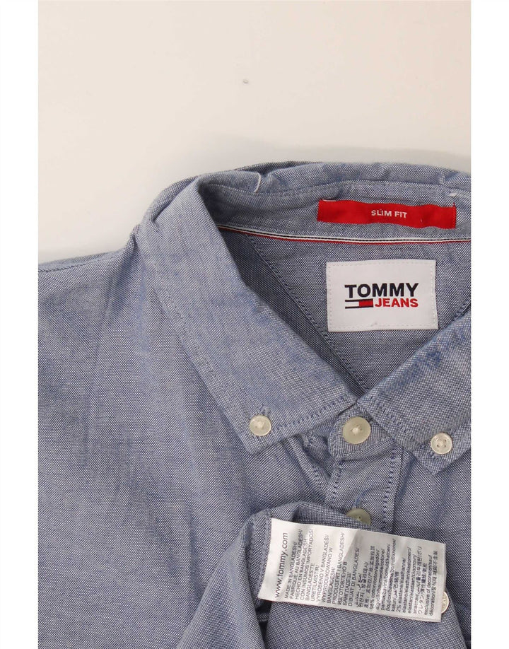 Tommy Hilfiger Mens Slim Fit Shirt Large Blue Cotton
