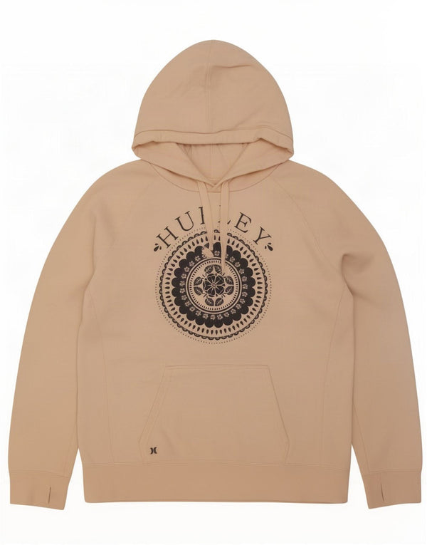 Hurley Womens Graphic Hoodie Jumper UK 16 Large Pink Cotton
