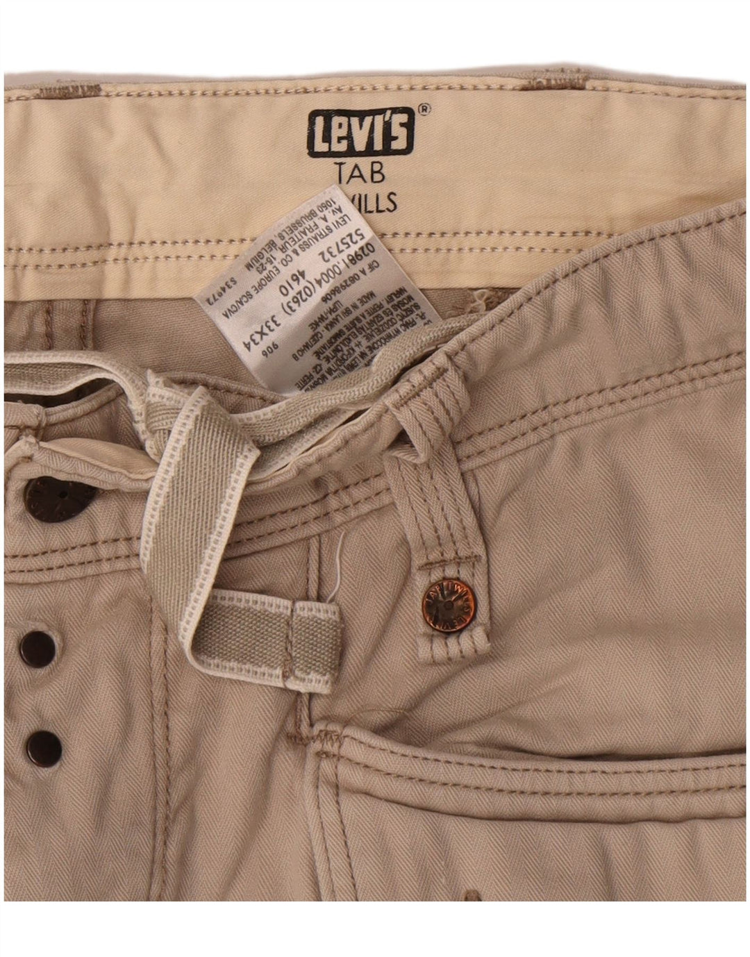 Levi's Mens Straight Cargo Trousers W33 L34 Beige Cotton