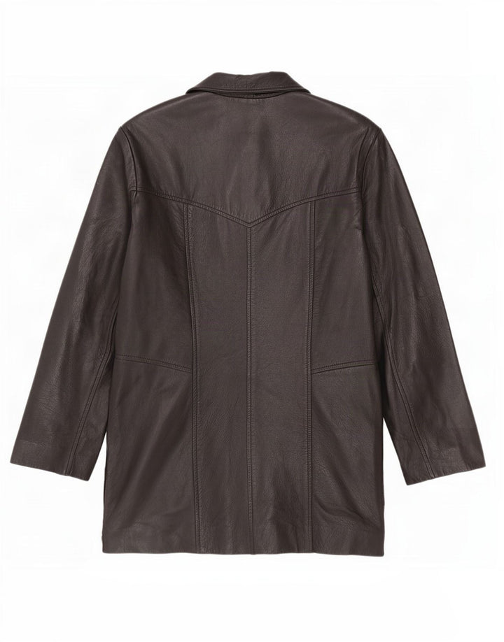 Heeli Veste blazer en cuir à 5 boutons pour femme UK 16 Large Noir
