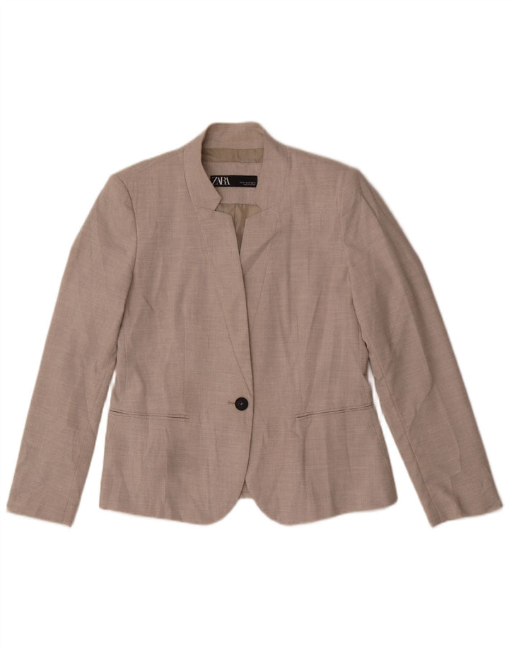 Zara Veste Blazer 1 Bouton Femme EU 42 Large Gris