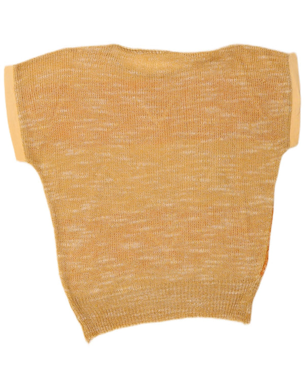 Vintage Damen Pullover mit U-Boot-Ausschnitt, UK 14, mittelgelb, Argyle/Diamant