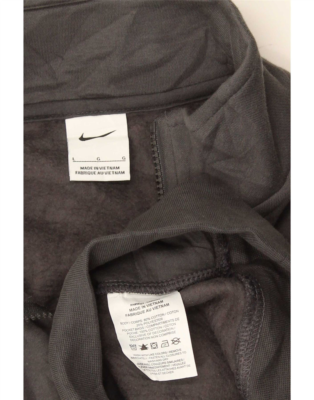 Felpa Nike Uomo con collo con zip, maglione grande, cotone grigio