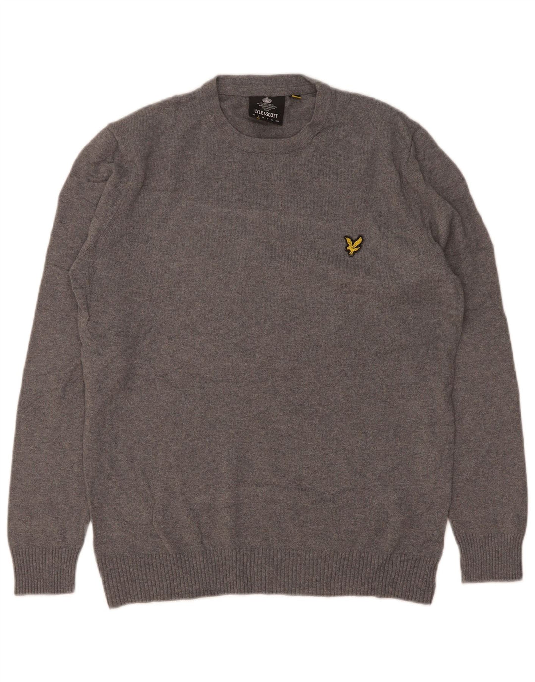 Lyle & Scott Mens Crew Neck Jumper Sweater Small Grey Flecked Cotton