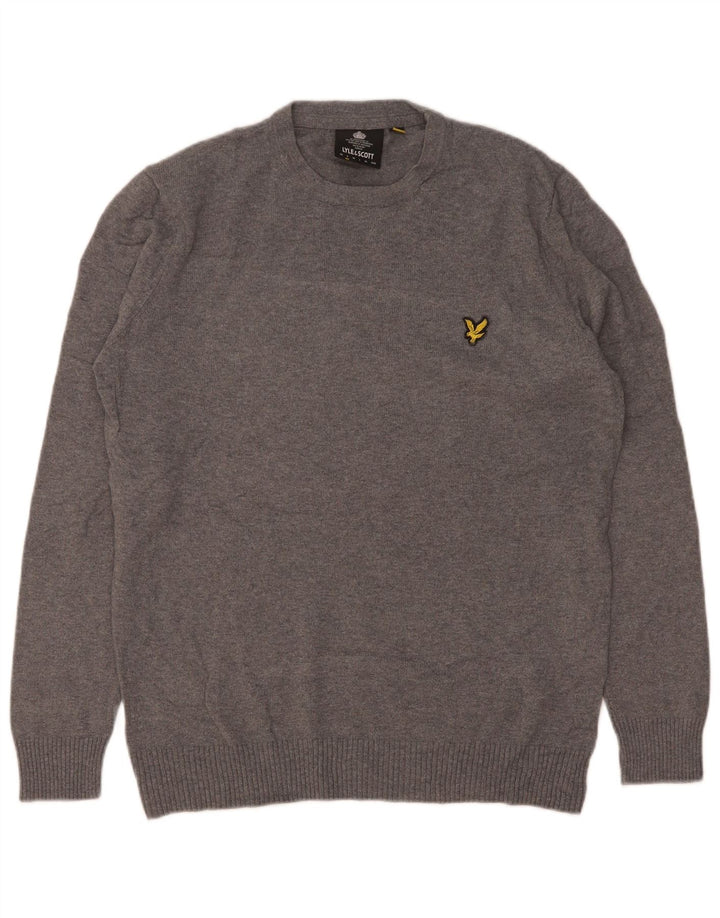 Lyle & Scott Mens Crew Neck Jumper Sweater Small Grey Flecked Cotton
