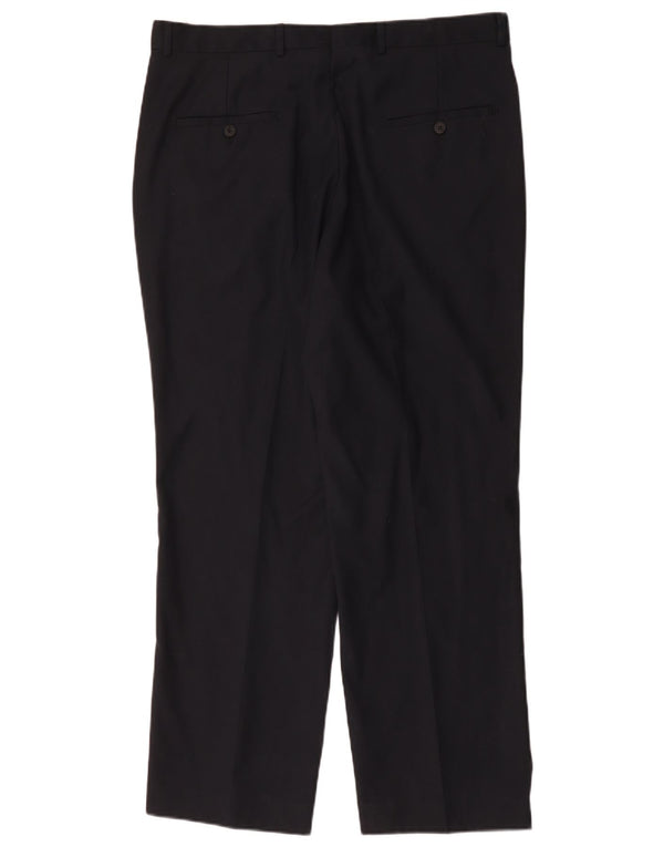 Мужские прямые костюмные брюки Giorgio Armani W37 L29 темно-синие шерстяные