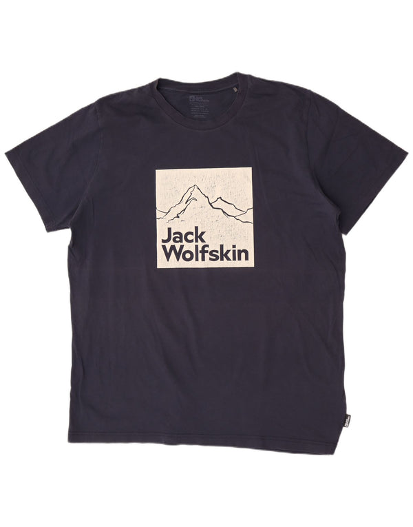 Jack Wolfskin Herren Regular Fit Graphic T-Shirt Top 2XL Marineblau Baumwolle