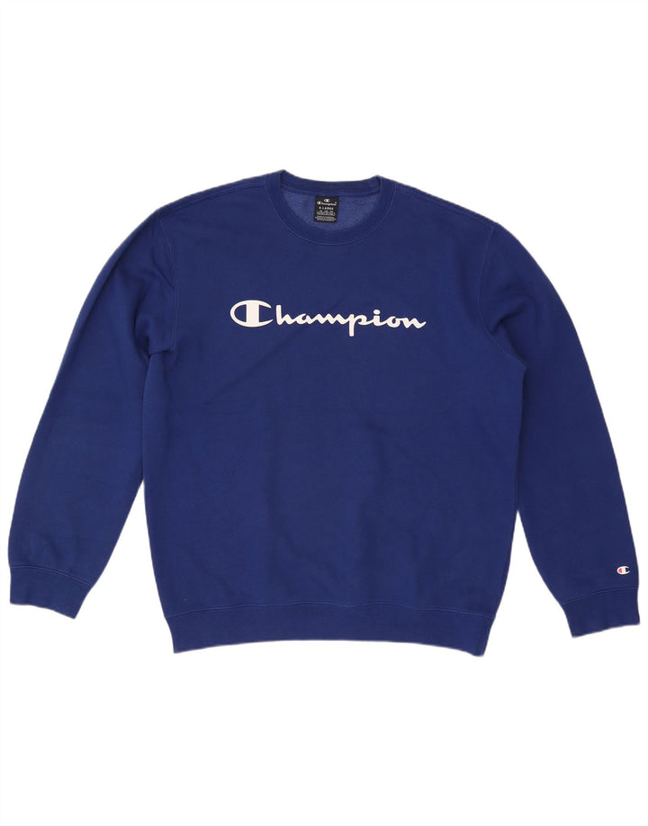 Champion Mens Graphic Sweatshirt Jumper XL Blue Cotton