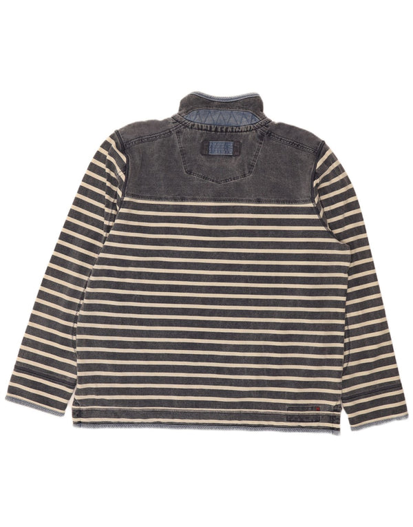 Fedt ansigt herre lynlås-hals sweatshirt XL marineblå stribet bomuld