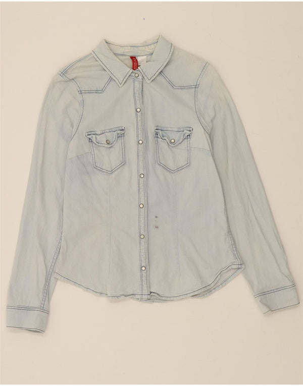 H&M Womens Denim Shirt IT 38 XS Blue Cotton