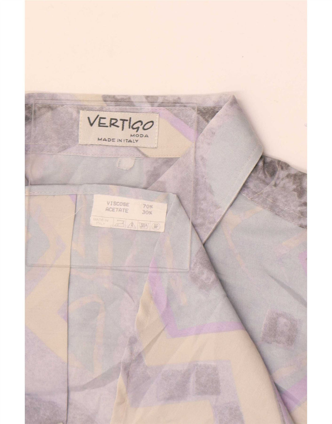 Vertigo Mens Shirt Large Blue Geometric Viscose