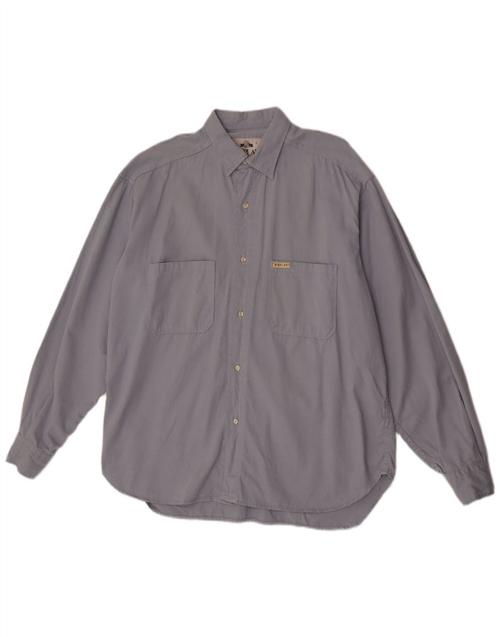 Replay Mens Shirt XL Blue Cotton