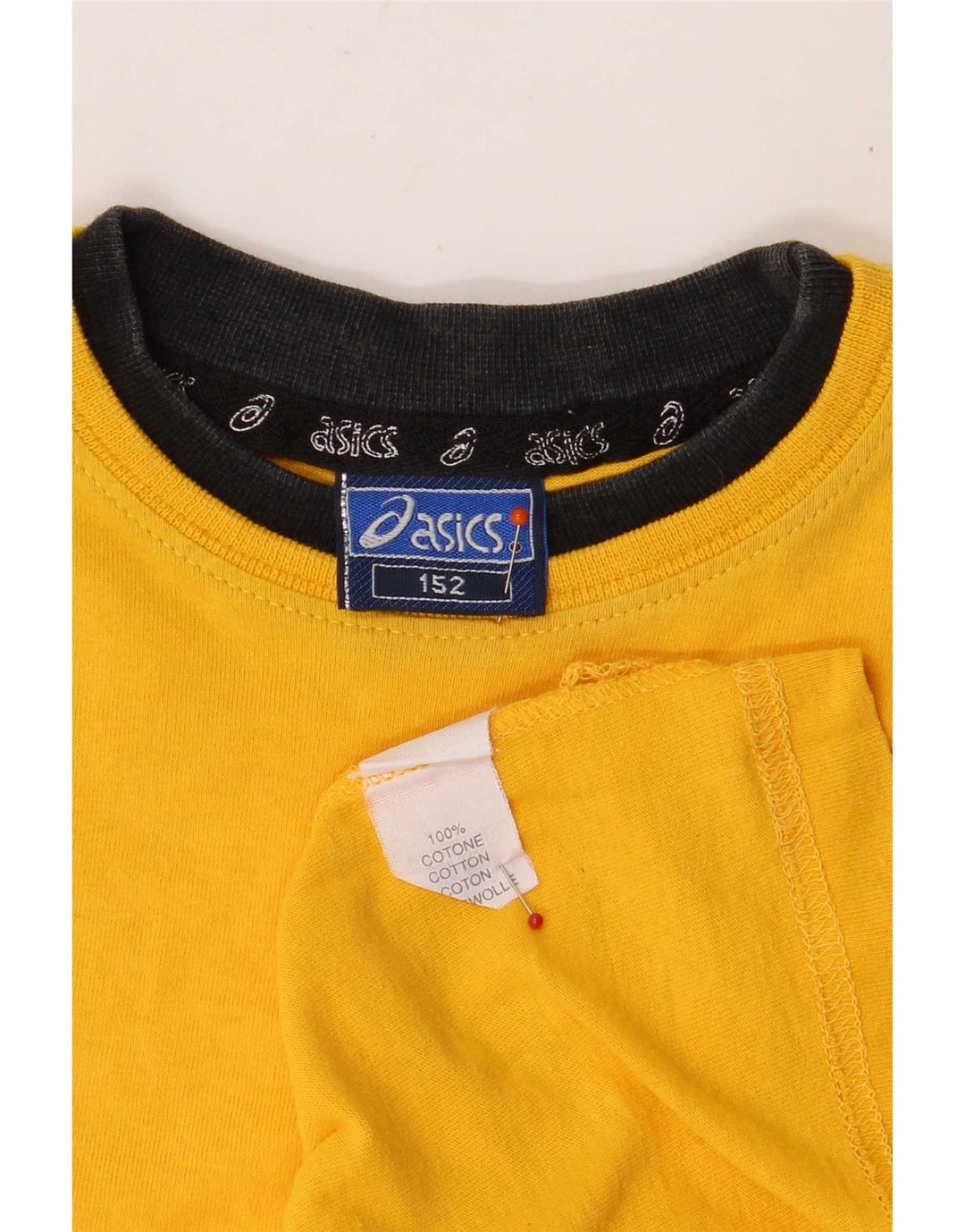 Asics Boys T-Shirt Top 11-12 Years Yellow Cotton