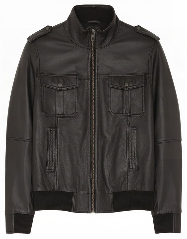 Bench Chaqueta de cuero militar para hombre UK 38 Medium Black