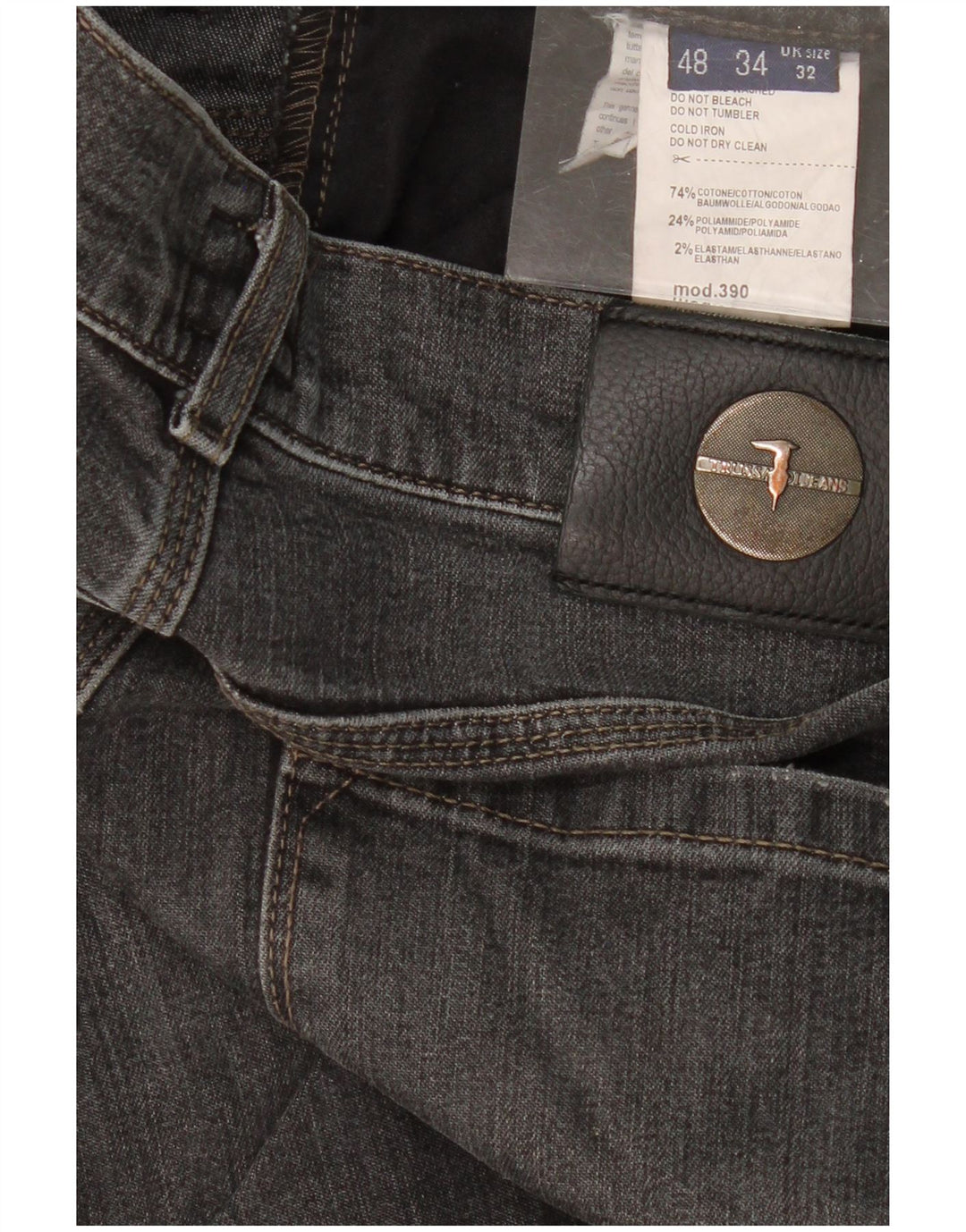 TRUSSARDI Mens Straight Jeans W32 L32 Grey Cotton
