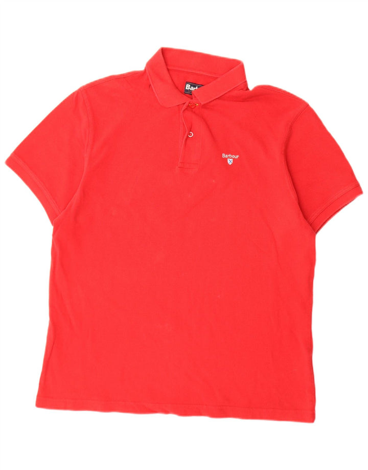 Barbour Mens Polo Shirt Large Red Cotton