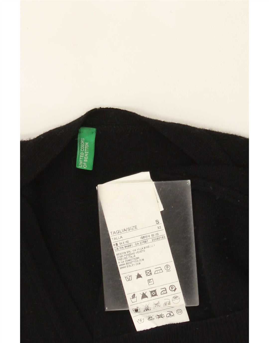 Benetton Dame Cardigan Sweater UK 10 Small Black Wool