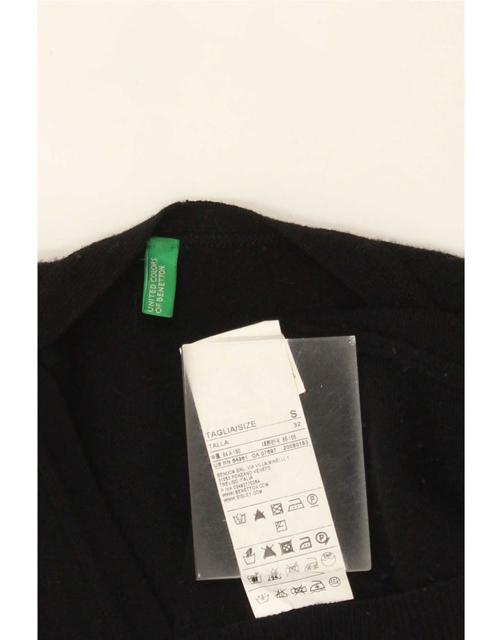 Benetton Dame Cardigan Sweater UK 10 Small Black Wool