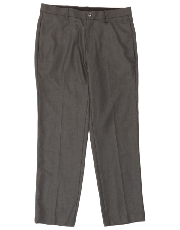 Calça Chino masculina Marks & Spencer sob medida W32 L29 poliéster cinza