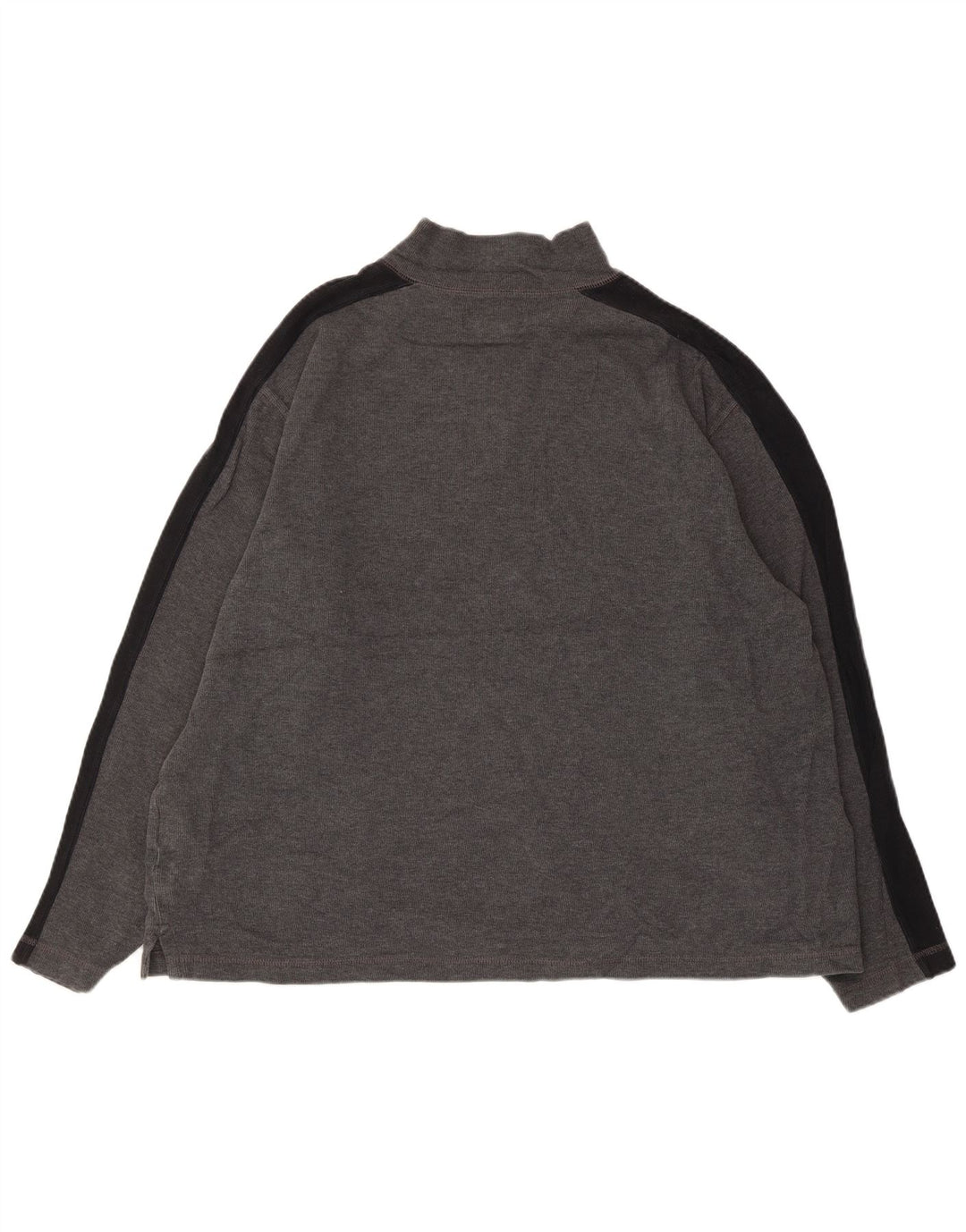 EDDIE BAUER Mens Zip Neck Sweatshirt Jumper Large Grey Colourblock Cotton