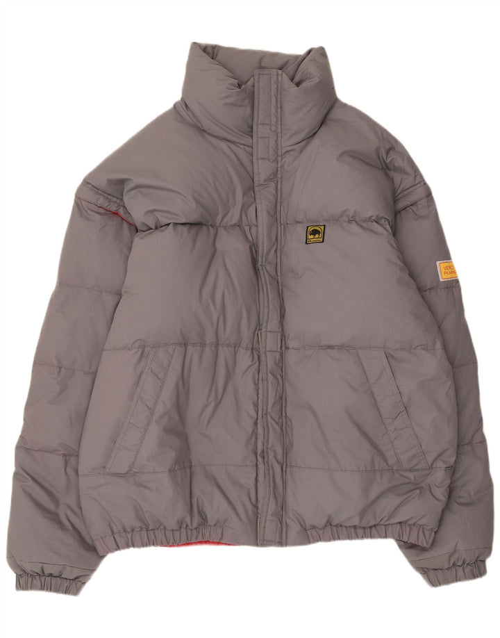 Vintage Mens Hooded Padded Jacket UK 44 2XL Grey Polyester