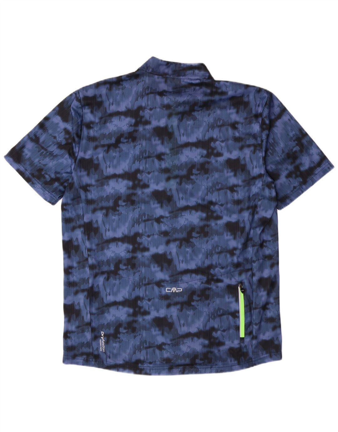 CMP Mens Zip Neck T-Shirt Top IT 54 XL Blue Camouflage Polyester