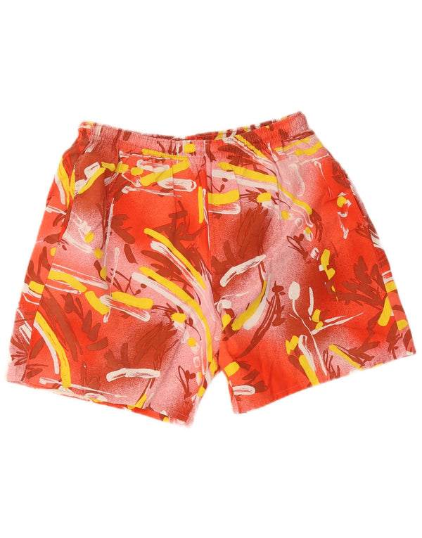 Vintage Mens Abstract Pattern Swimming Shorts IT 52 XL Red Cotton