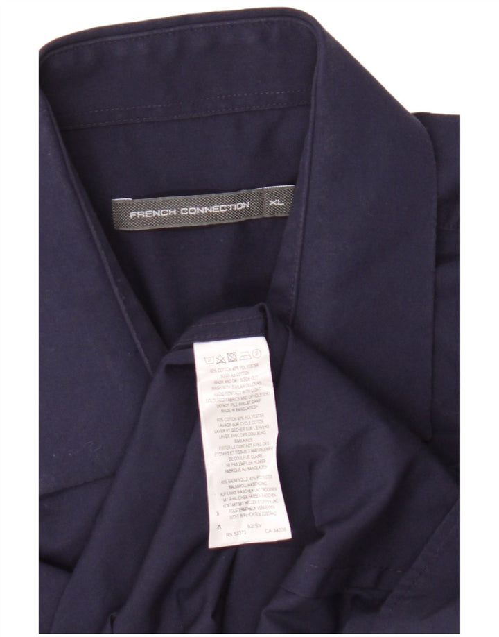French Connection Mens Shirt XL Navy Blue Cotton
