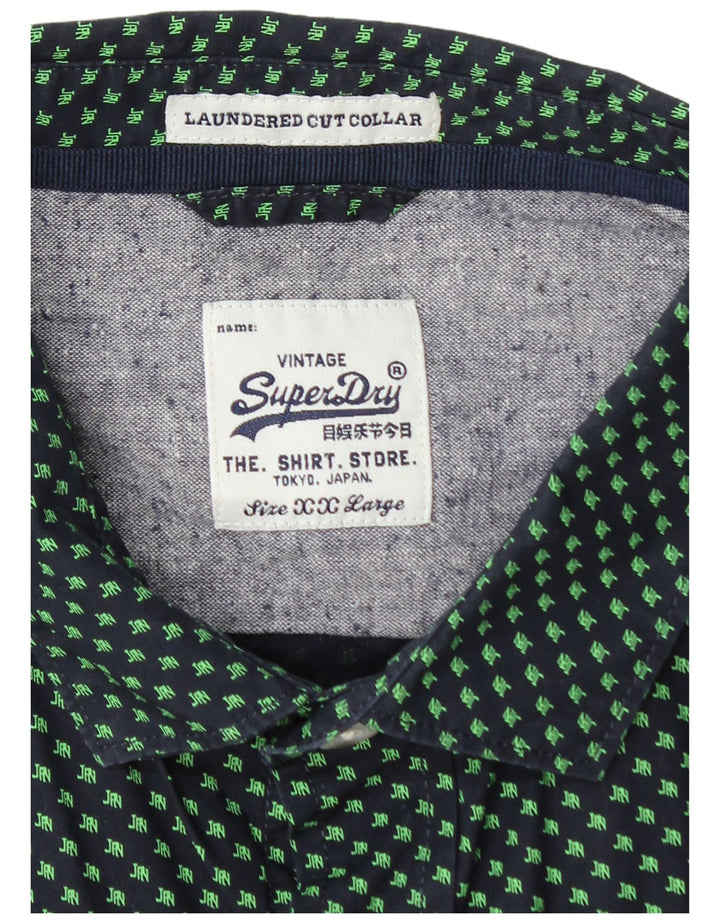 SUPERDRY Grafisk Herreskjorte 2XL Navy Blue Spotted