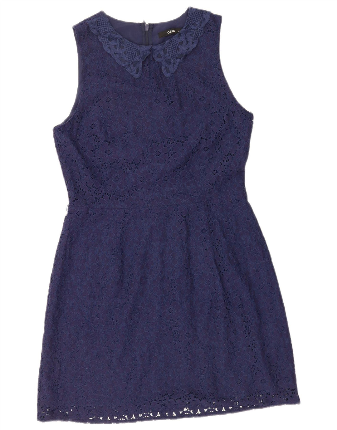 Oasis Womens Sleeveless A-Line Dress UK 12 Medium Navy Blue Polyamide
