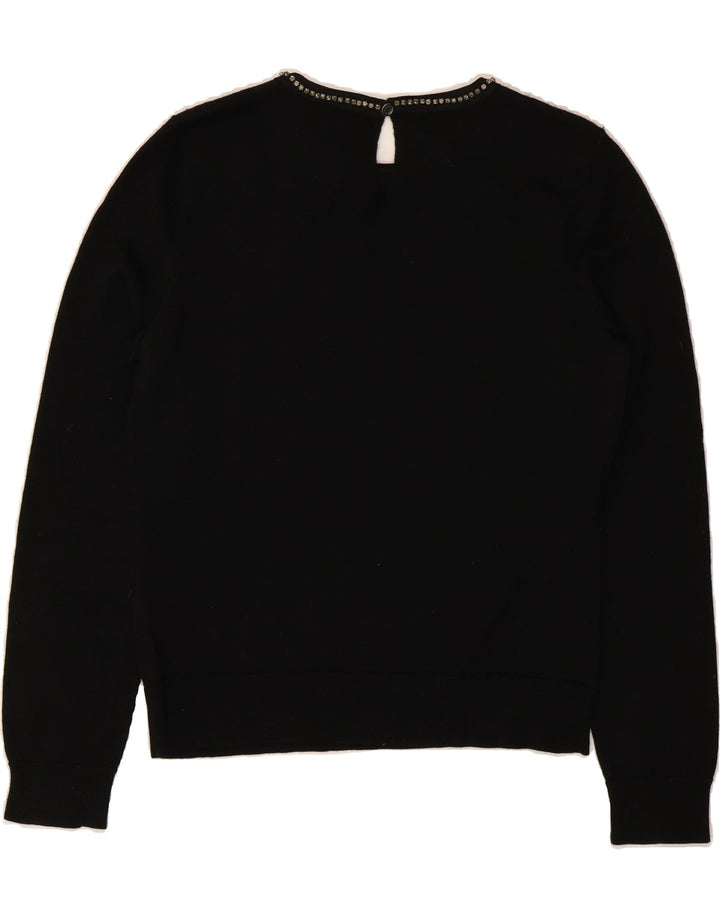 RALPH LAUREN Womens Crew Neck Jumper Sweater UK 12 Medium Black Vintage Ralph Lauren and Second-Hand Ralph Lauren from Messina Hembry 