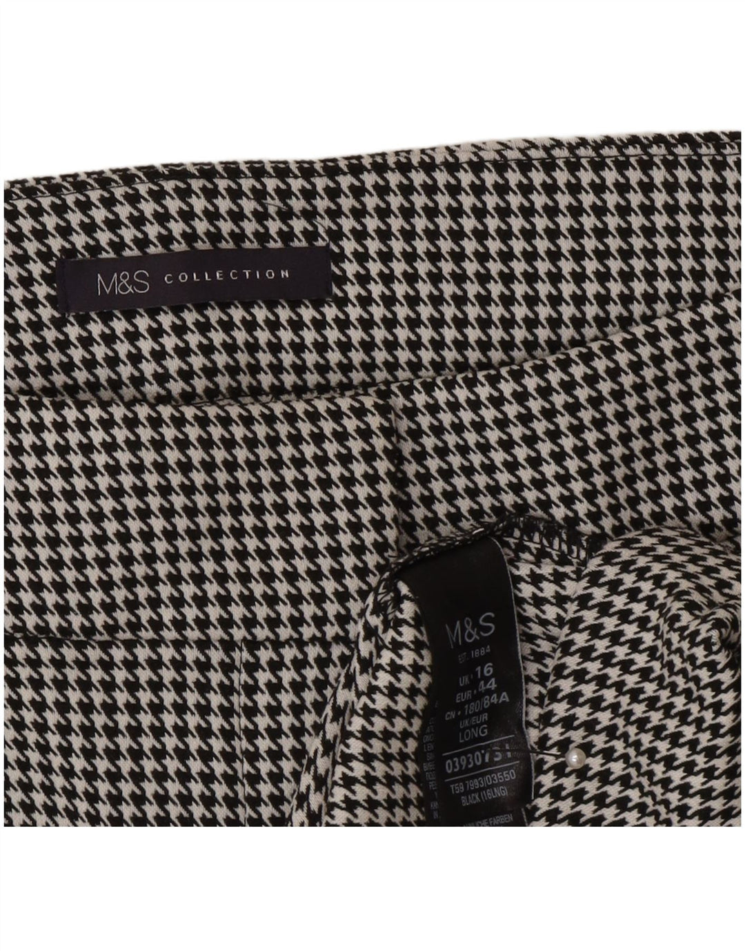 Marks & Spencer Womens Pencil Skirt UK 16 Large W32 Grey Houndstooth