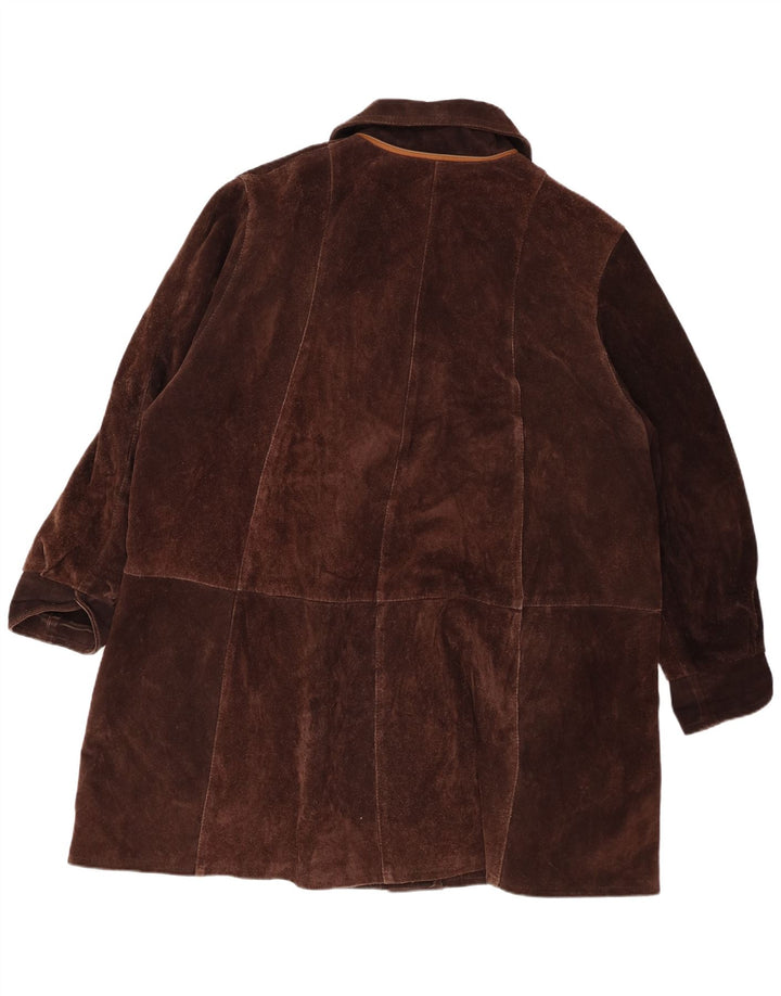 Vintage Womens Oversized Suede Overcoat UK 20 2XL Brown