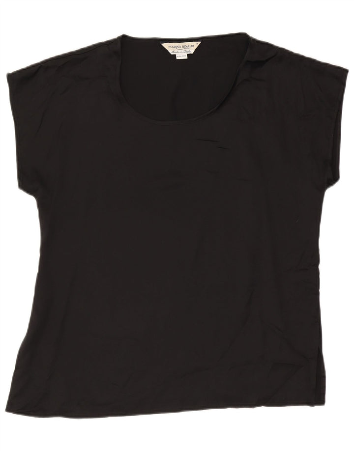 Marina Rinaldi Womens Oversized Blouse Top Size 19 Small Black Silk